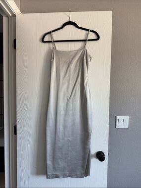 Abercrombie & Fitch Silver Satin Slip Midi Dress